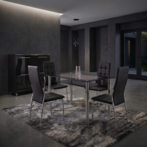 Andora Dining Table Only Chrome & Black