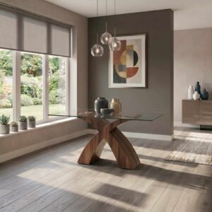 Holte Glass Dining Table Walnut Colour