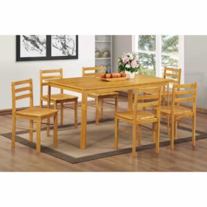New York Large Dining Set with 6 Chairs Natural Oak